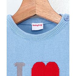 Babyhug Full Sleeves Sweater Text Applique - Blue