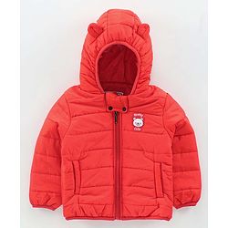 Babyhug Full Sleeves Hooded Padded Jacket - Dark Orange