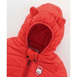Babyhug Full Sleeves Hooded Padded Jacket - Dark Orange