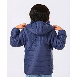 Babyhug Full Sleeves Hooded Padded Jacket - Navy