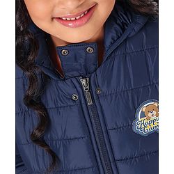 Babyhug Full Sleeves Hooded Padded Jacket - Navy
