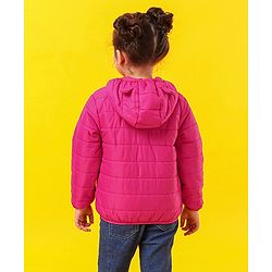 Babyhug Full Sleeves Hooded Padded Jacket - Pink