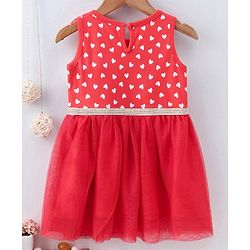 Babyhug Sleeveless Frock Polka Dots Print - Red