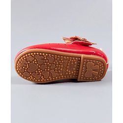 Cute Walk by Babyhug Party Wear Belly Shoes Bow Applique - Red