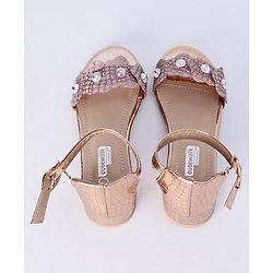 Cute Walk by Babyhug Sandals With Studded Pearls - Golden