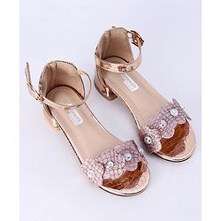 Cute Walk by Babyhug Sandals With Studded Pearls - Golden