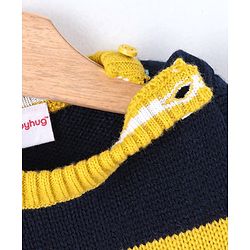 Babyhug Striped Full Sleeves Sweater  - Yellow Blue