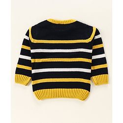 Babyhug Striped Full Sleeves Sweater  - Yellow Blue
