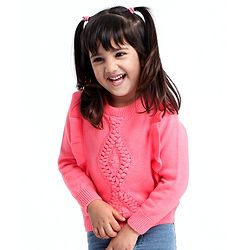 Babyhug Full Sleeves Pullover Frilled Sweater - Light Pink