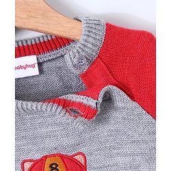 Babyhug Full Sleeves Pullover Sweater - Red Grey