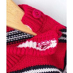 Babyhug Full Sleeves Pullover Striped Sweater - Red