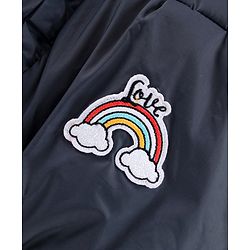 Babyhug Full Sleeves Hooded Padded Jacket Cloud Patch - Navy Blue