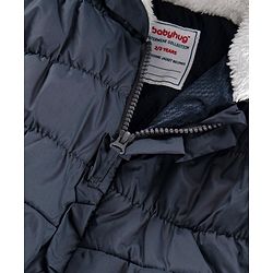 Babyhug Full Sleeves Hooded Padded Jacket Cloud Patch - Navy Blue