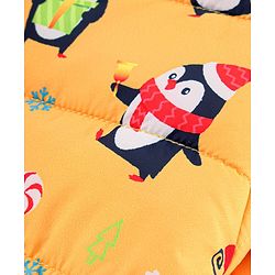 Babyhug Full Sleeves Hooded Jacket Penguin Print - Yellow
