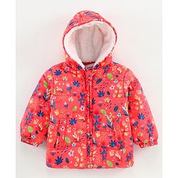 Babyoye Full Sleeves Hooded Sweatshirt Floral Print - Pink
