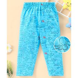 Babyhug Full Length Lounge Pant Sea Animal Print - Blue