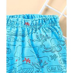 Babyhug Full Length Lounge Pant Sea Animal Print - Blue