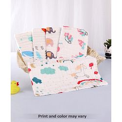 Babyhug 6 Layer Muslin Wash Cloth Pack of 5 - Multicolor(Print May Vary)