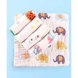 Babyhug 6 Layer Muslin Wash Cloth Pack of 5 - Multicolor(Print May Vary)