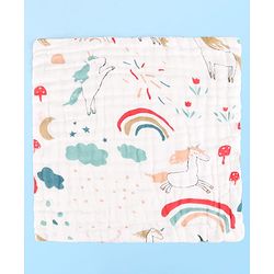 Babyhug 6 Layer Muslin Wash Cloth Pack of 5 - Multicolor(Print May Vary)