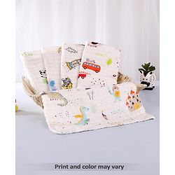 Babyhug 6 Layer Muslin Wash Cloth Pack of 5 - Multicolor(Print May Vary)