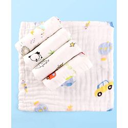 Babyhug 6 Layer Muslin Wash Cloth Pack of 5 - Multicolor(Print May Vary)