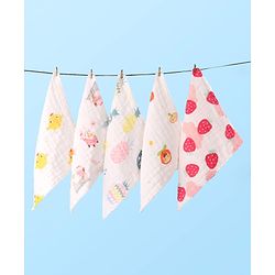 Babyhug 6 Layer Muslin Wash Cloth Pack of 5 - Multicolor(Print May Vary)