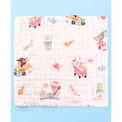 Babyhug 6 Layer Muslin Wash Cloth Pack of 5 - Multicolor(Print May Vary)