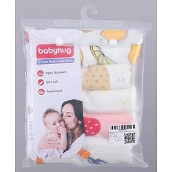 Babyhug 6 Layer Muslin Wash Cloth Pack of 5 - Multicolor(Print May Vary)