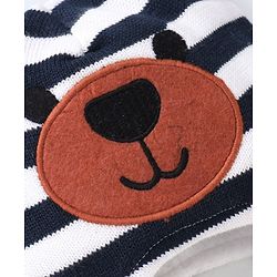 Babyhug Stripes Bear Face Cotton Cap Blue - Cap Diameter 10.5 cm