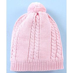 Babyhug Cotton Cap & Muffler Set Pink - Cap Diameter 10.5 cm
