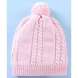 Babyhug Cotton Cap & Muffler Set Pink - Cap Diameter 10.5 cm