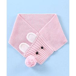 Babyhug Cotton Cap & Muffler Set Pink - Cap Diameter 10.5 cm