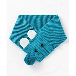 Babyhug Cotton Cable Knit Cap with Muffler - Blue
