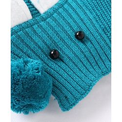 Babyhug Cotton Cable Knit Cap with Muffler - Blue