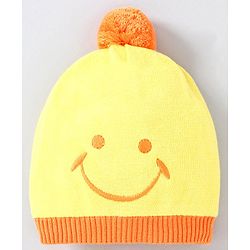 Babyhug Woollen Cap with Muffler and Mittens Yellow - Diameter 11 cm