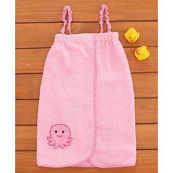 Babyhug Sleeveless Cotton Bathrobe Octopus Patch - Pink