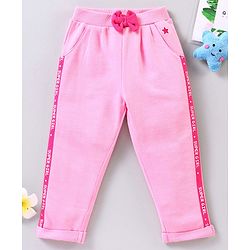 Babyhug Full Length Lounge Pant With Bow Applique - Pink