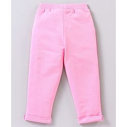 Babyhug Full Length Lounge Pant With Bow Applique - Pink
