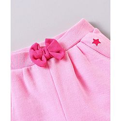 Babyhug Full Length Lounge Pant With Bow Applique - Pink