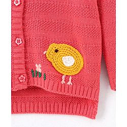 Babyhug Full Sleeves Sweater Bird Design - Pink