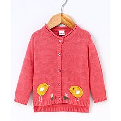 Babyhug Full Sleeves Sweater Bird Design - Pink