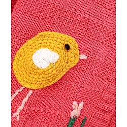 Babyhug Full Sleeves Sweater Bird Design - Pink
