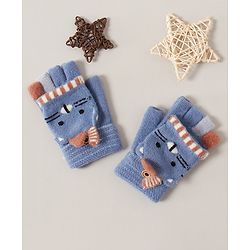 Babyhug Woollen Gloves Animal Design - Blue