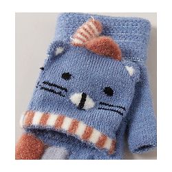 Babyhug Woollen Gloves Animal Design - Blue