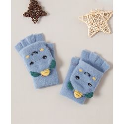 Babyhug Woollen Gloves Animal Design - Blue