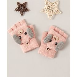 Babyhug Woollen Gloves Puppy Design - Pink