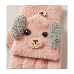 Babyhug Woollen Gloves Puppy Design - Pink