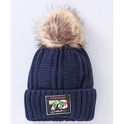 Babyhug Woollen Cap Gloves With Muffler Blue - Cap Diameter 10 cm