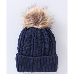 Babyhug Woollen Cap Gloves With Muffler Blue - Cap Diameter 10 cm